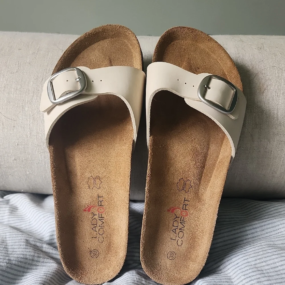 Beige Buckle Sandals - Picture 1 of 4